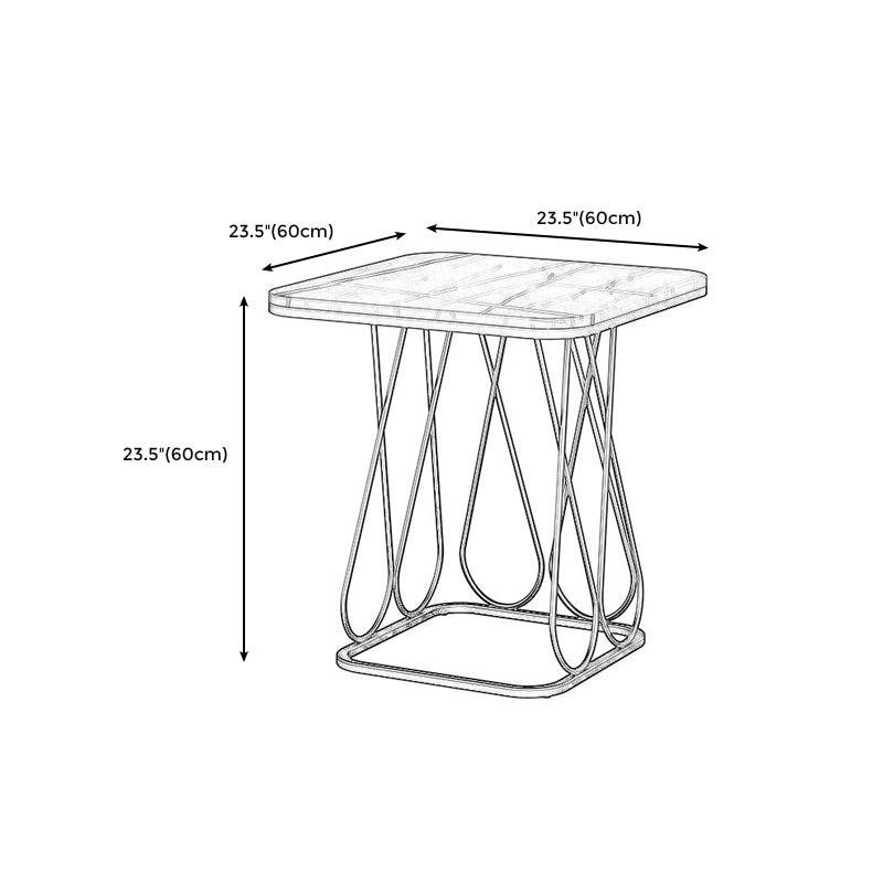 Frame Base Square in Shape with Rock Plate Mesa and Iron Art Side Table