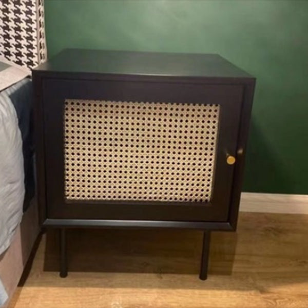 White/black/walnut/cherry Rattan with Storage Rack Nightstand