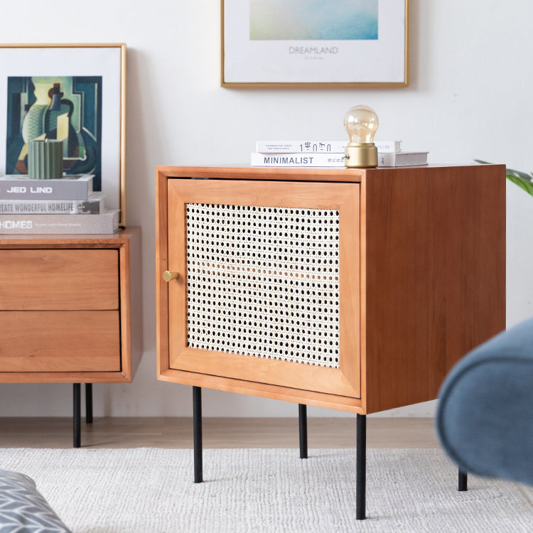 White/black/walnut/cherry Rattan with Storage Rack Nightstand