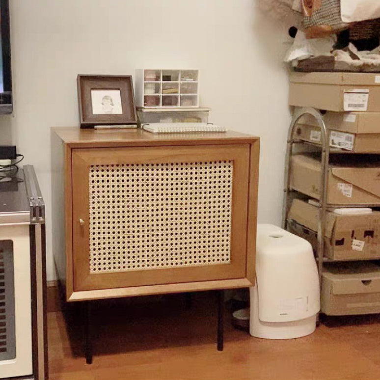 White/black/walnut/cherry Rattan with Storage Rack Nightstand