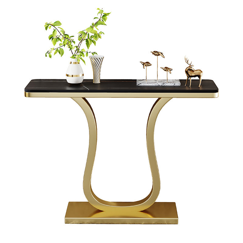 Contemporary Slate Rectangle Console Table Gold Frame Accent Table