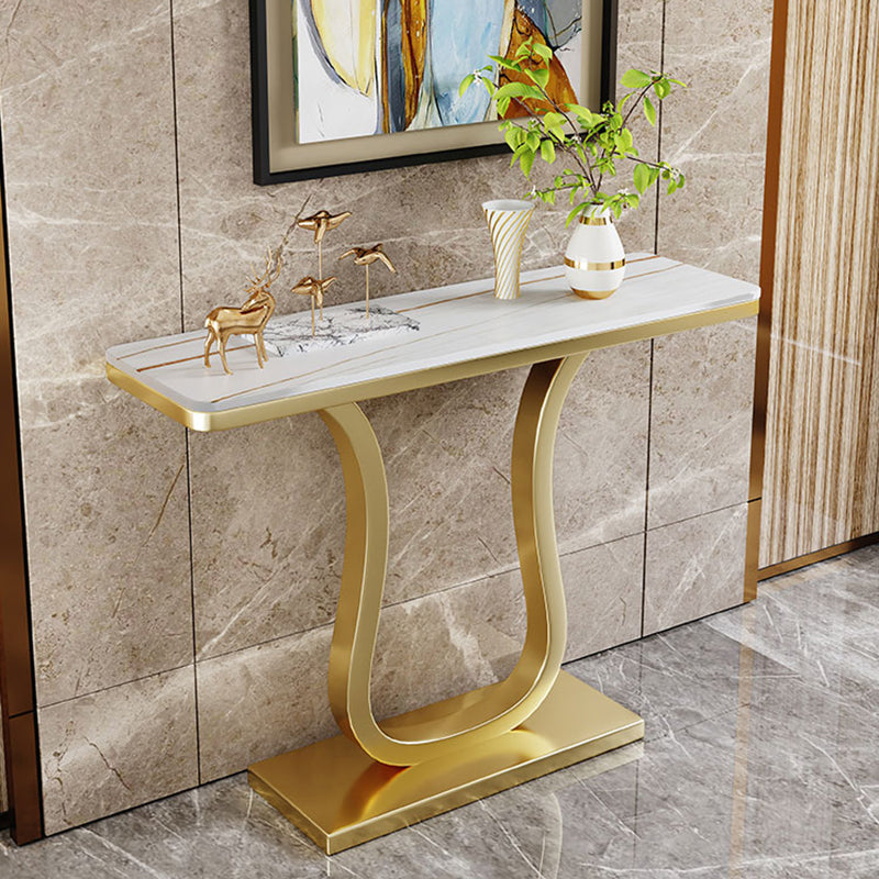 Contemporary Slate Rectangle Console Table Gold Frame Accent Table