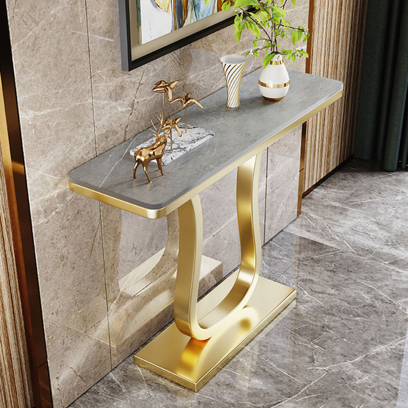 Contemporary Slate Rectangle Console Table Gold Frame Accent Table