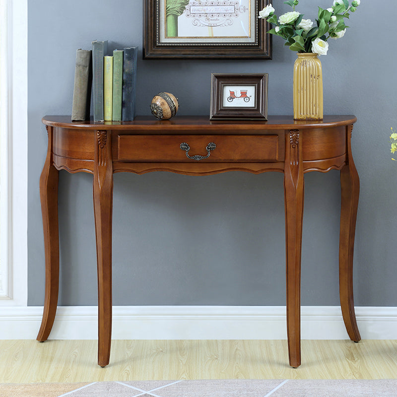 Half Moon 4 Legs Mid-Century Modern Console Table in Black/brown