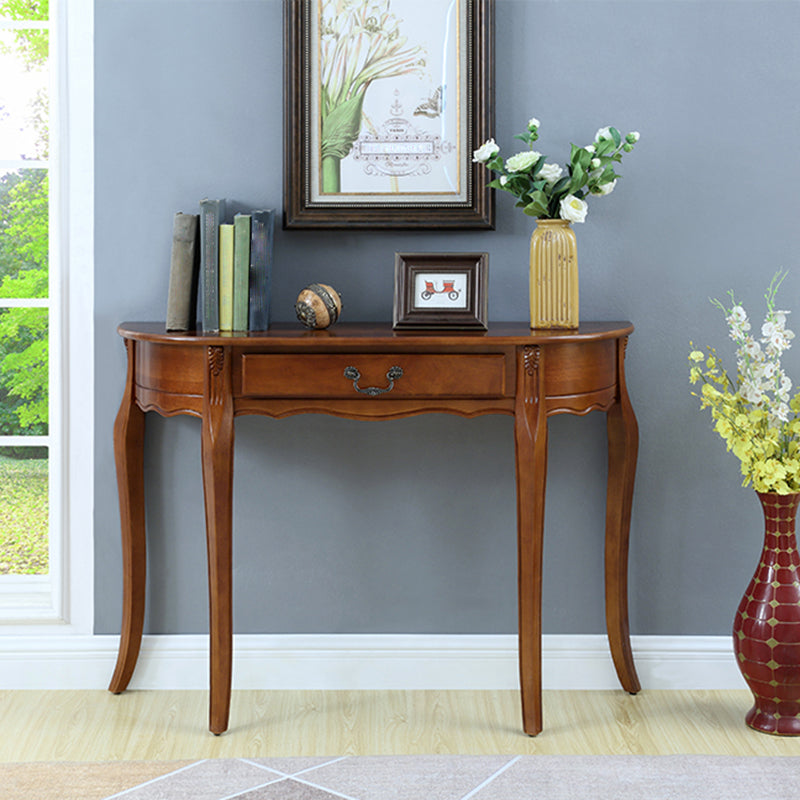 Half Moon 4 Legs Mid-Century Modern Console Table in Black/brown