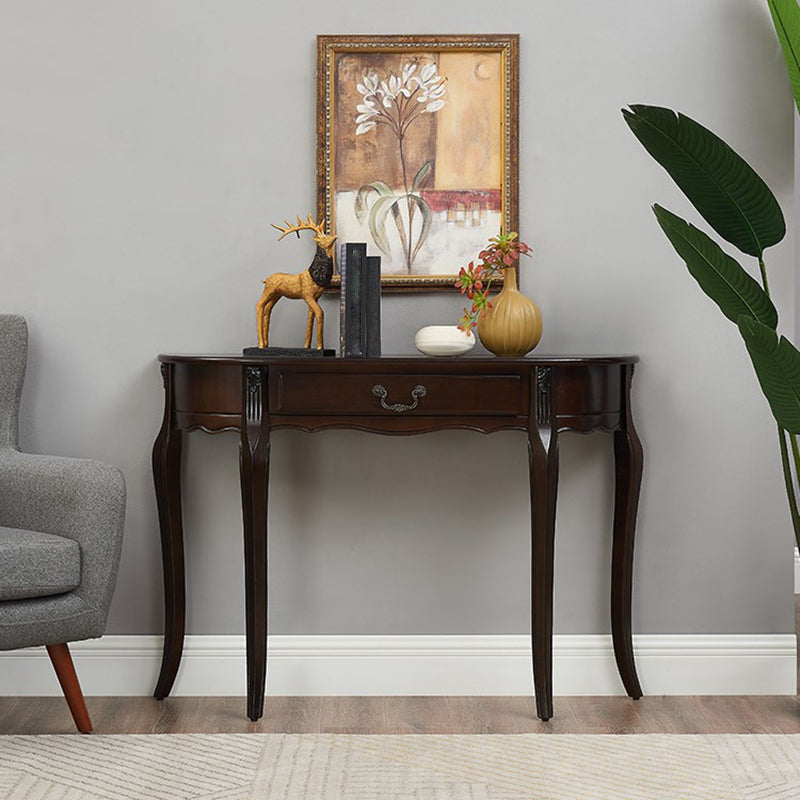 Half Moon 4 Legs Mid-Century Modern Console Table in Black/brown