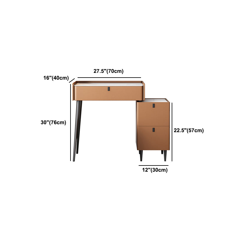 1/3 Drawers, 23.62"/27.56" Wide Vanity Set with Stool and Mirror,Brown