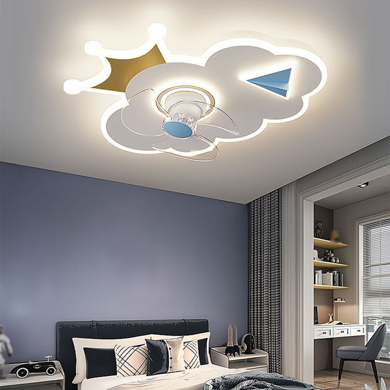 Multi Light Ceiling Fan Light Modern Style Metal Ceiling Fan Lighting for Living Room