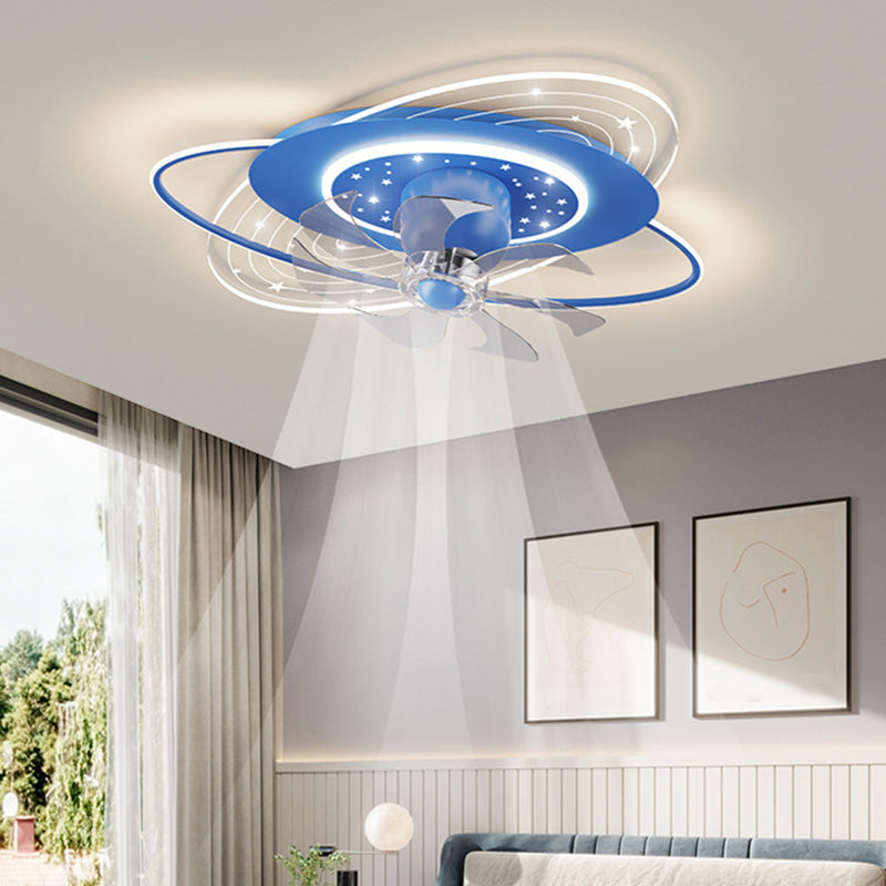 Metal Oval Shape Ceiling Fans Light Kid Style 3-Lights Ceiling Fan Light