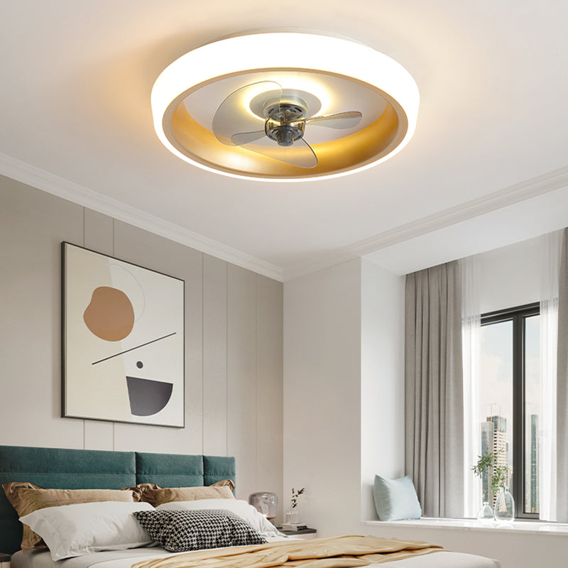 2 Light Ceiling Fan Lamp Modern Style Metal Ceiling Fan Lighting for Living Room