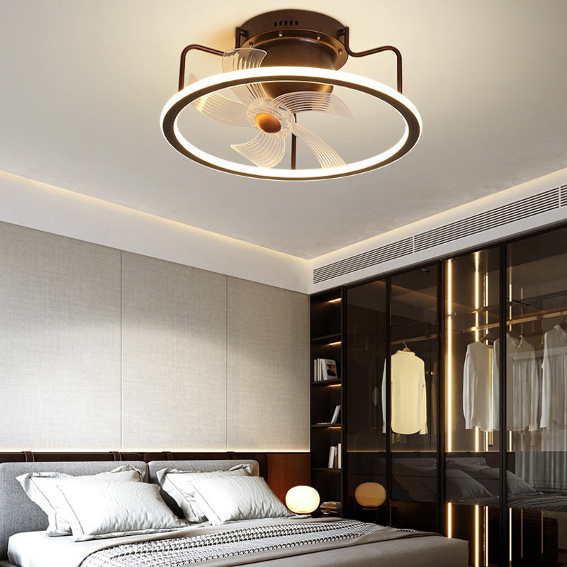 Round Shape Metal Ceiling Fans Light Modern Style 1-Light Ceiling Fan Light