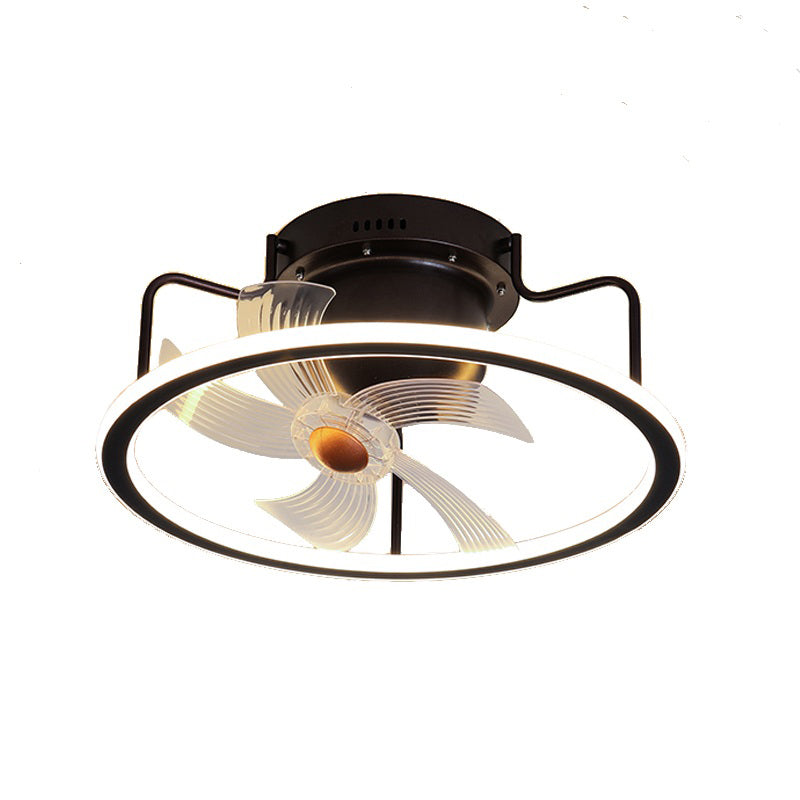 Round Shape Metal Ceiling Fans Light Modern Style 1-Light Ceiling Fan Light