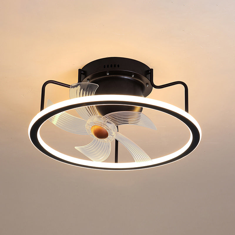 Round Shape Metal Ceiling Fans Light Modern Style 1-Light Ceiling Fan Light