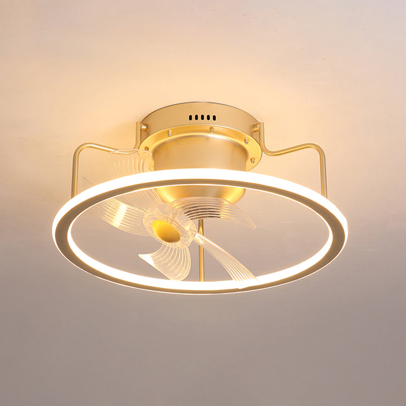 Round Shape Metal Ceiling Fans Light Modern Style 1-Light Ceiling Fan Light