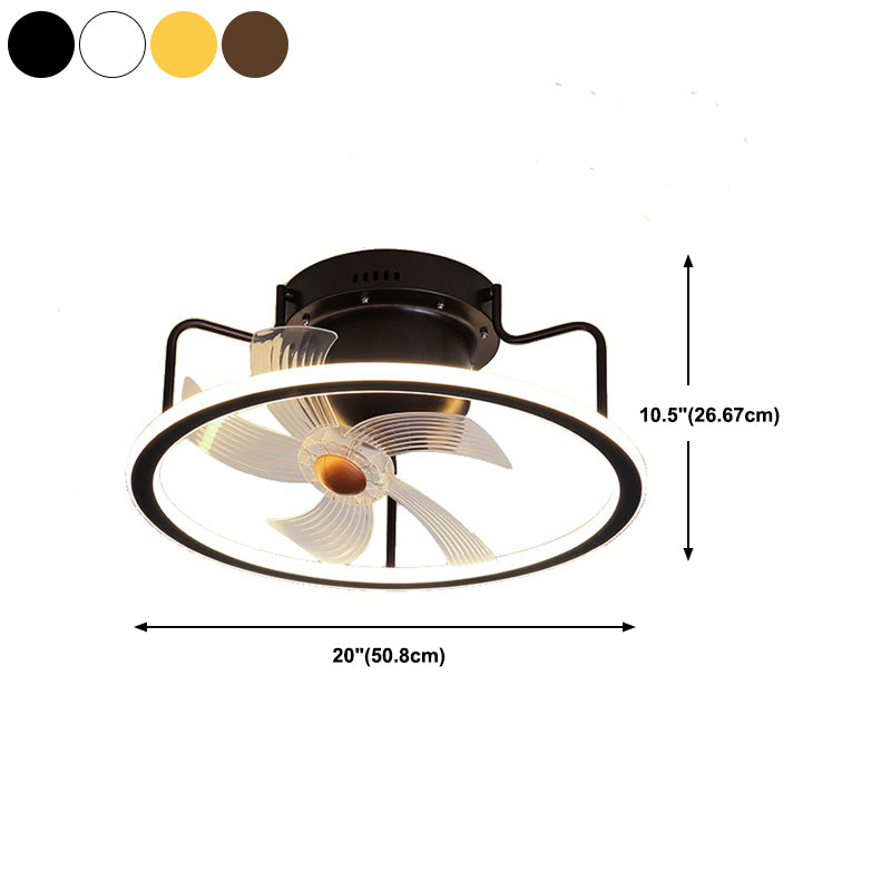 Round Shape Metal Ceiling Fans Light Modern Style 1-Light Ceiling Fan Light