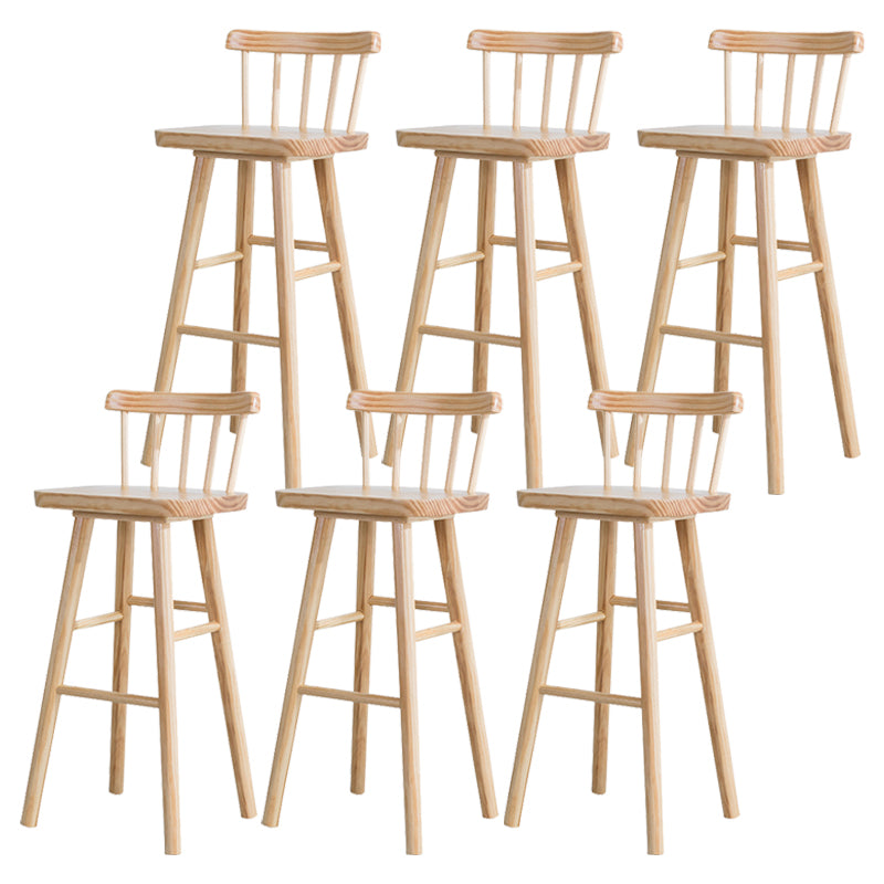 Modern Indoor Counter Stool Natural Solid Wood Square Counter Bar Stool