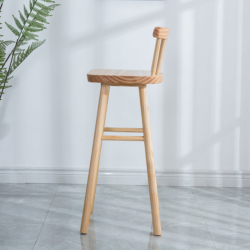 Modern Indoor Counter Stool Natural Solid Wood Square Counter Bar Stool