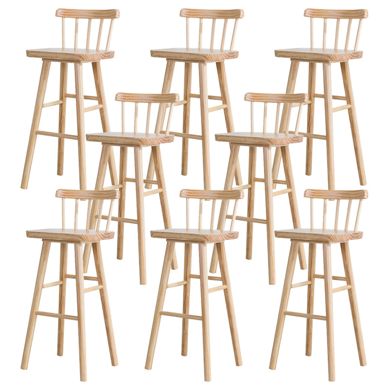 Modern Indoor Counter Stool Natural Solid Wood Square Counter Bar Stool