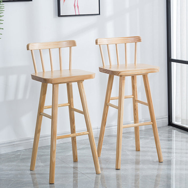 Modern Indoor Counter Stool Natural Solid Wood Square Counter Bar Stool