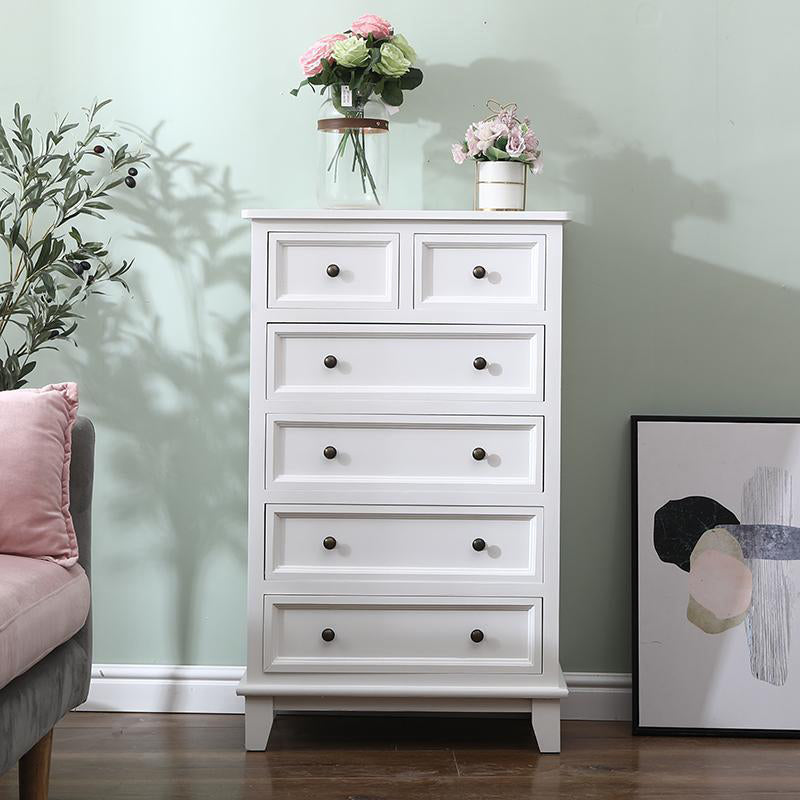 Modern Style White Storage Chest Rustic Solid Wood Chest with Multi Drawers