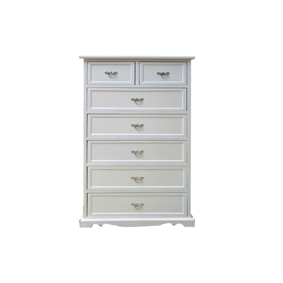 Modern Style White Storage Chest Rustic Solid Wood Chest with Multi Drawers