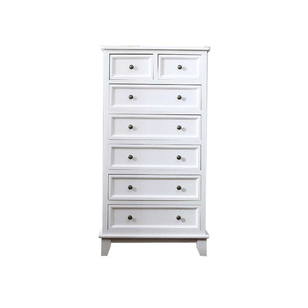 Modern Style White Storage Chest Rustic Solid Wood Chest with Multi Drawers