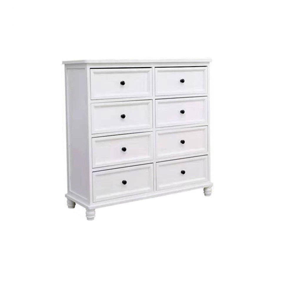 Modern Style White Storage Chest Rustic Solid Wood Chest with Multi Drawers