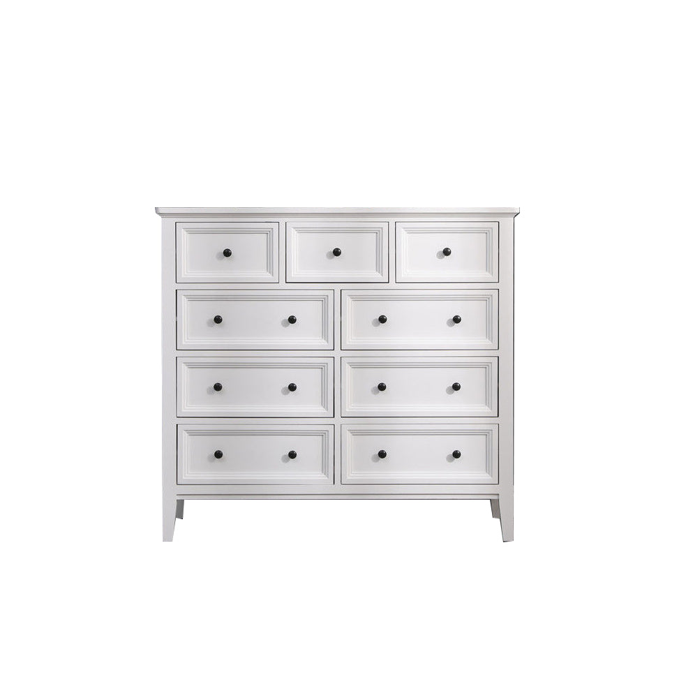 Modern Style White Storage Chest Rustic Solid Wood Chest with Multi Drawers