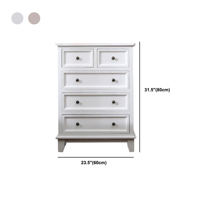 Modern Style White Storage Chest Rustic Solid Wood Chest with Multi Drawers