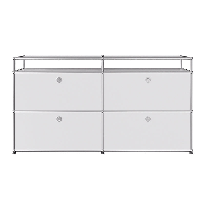 Modern Style White Sideboard Metal Storage Dining Sideboard with Drawer