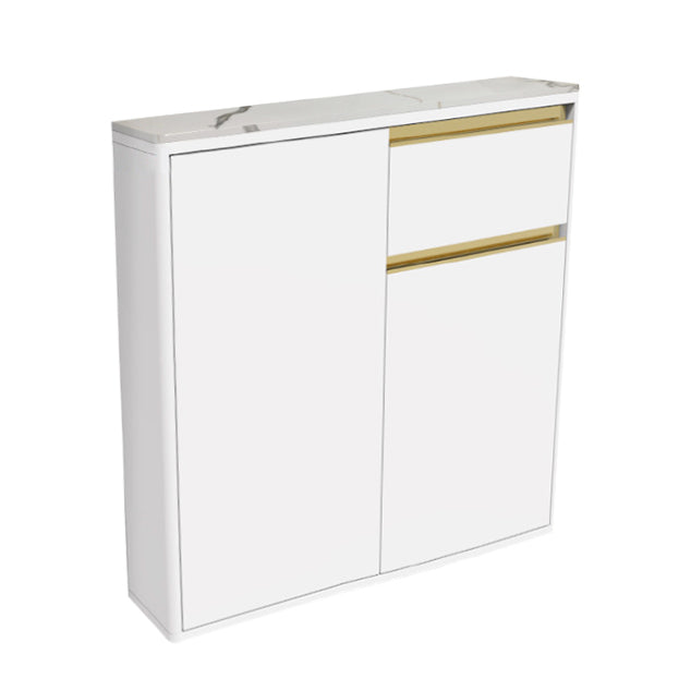 Contemporary Manufactured Wood Dining Server White Adjustable Shelving Sideboard