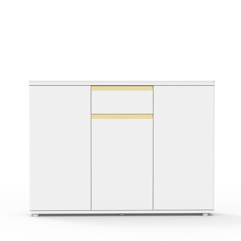 Contemporary Manufactured Wood Dining Server White Adjustable Shelving Sideboard