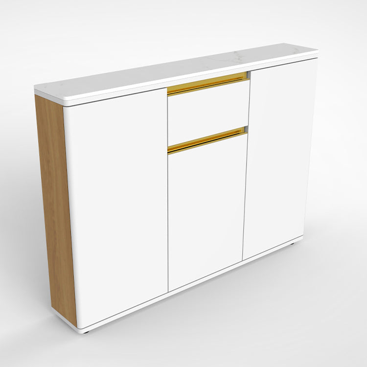 Contemporary Manufactured Wood Dining Server White Adjustable Shelving Sideboard