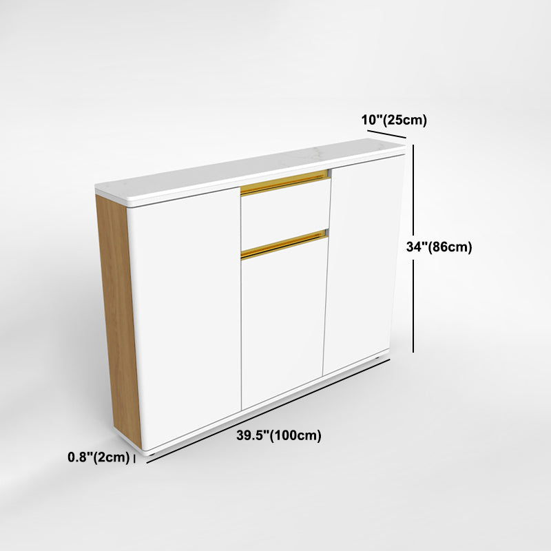 Contemporary Manufactured Wood Dining Server White Adjustable Shelving Sideboard