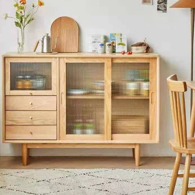 Contemporary Wood Sideboard 3 Drawer and Doors Cupboard for Living Room