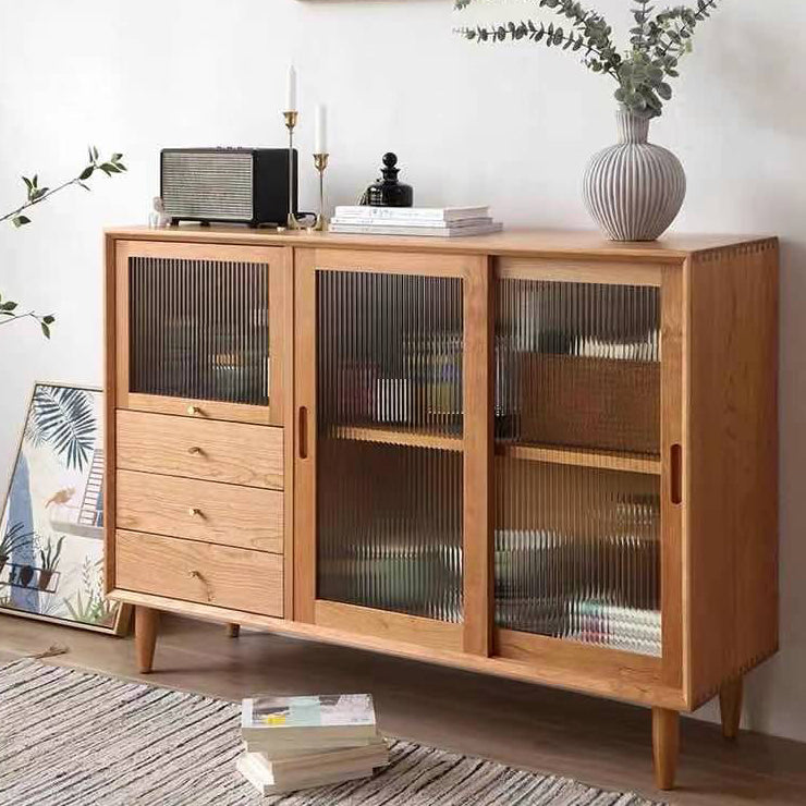 Contemporary Wood Sideboard 3 Drawer and Doors Cupboard for Living Room