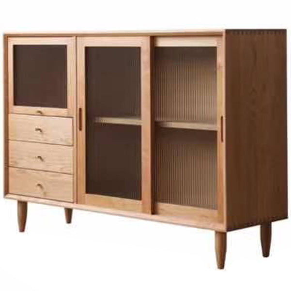 Contemporary Wood Sideboard 3 Drawer and Doors Cupboard for Living Room