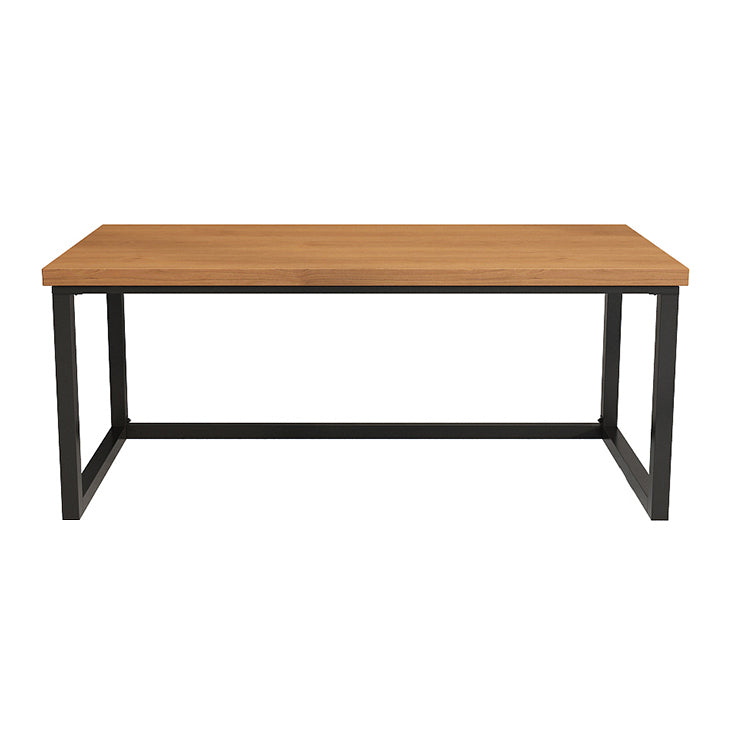 Rectangular Writing Desk Solid Wood Top Desk with Metal Black Legs