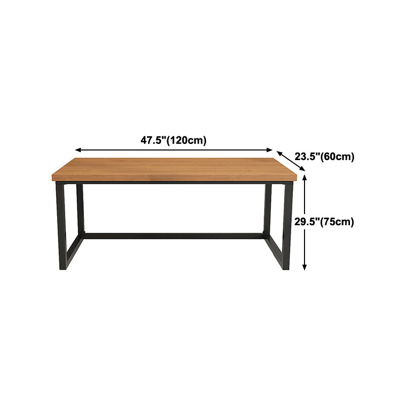 Rectangular Writing Desk Solid Wood Top Desk with Metal Black Legs