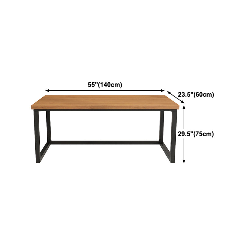 Rectangular Writing Desk Solid Wood Top Desk with Metal Black Legs