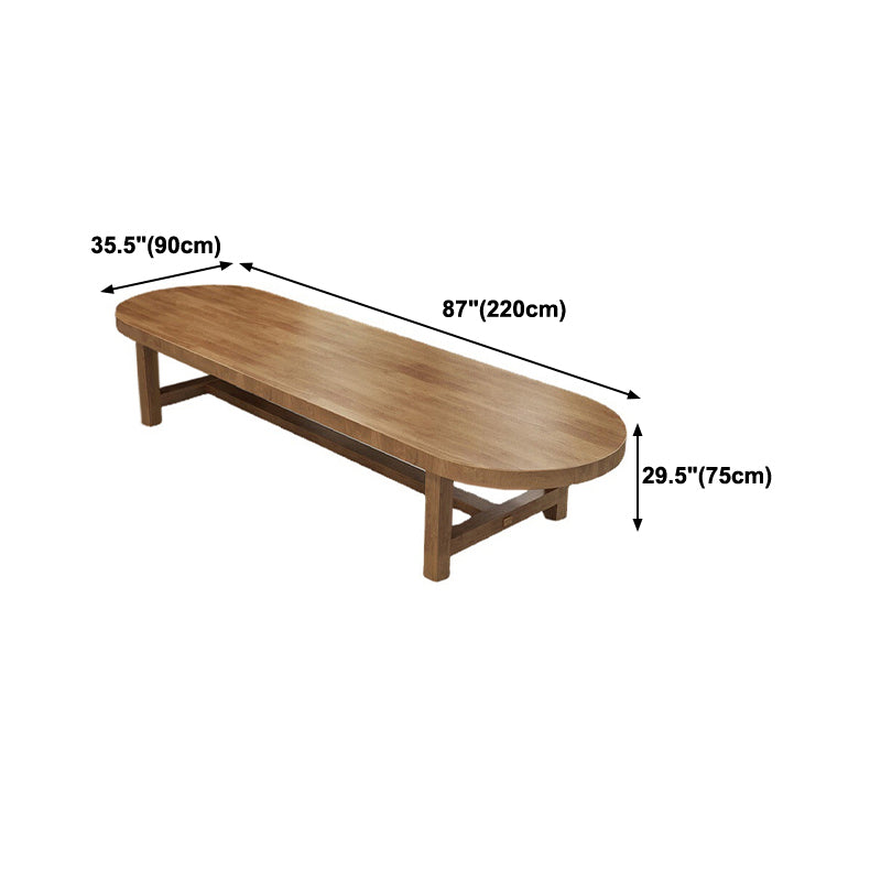 Oval Shape Desk Solid Wood Modern Simple Style Natural Color Desk