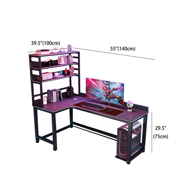 Corner Computer Desk Esports Style Black Metal Legs with Bookshelves