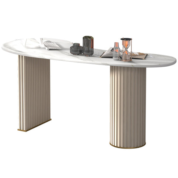 Contemporary Style Office Desk Curved White Office and Home Writing Desk