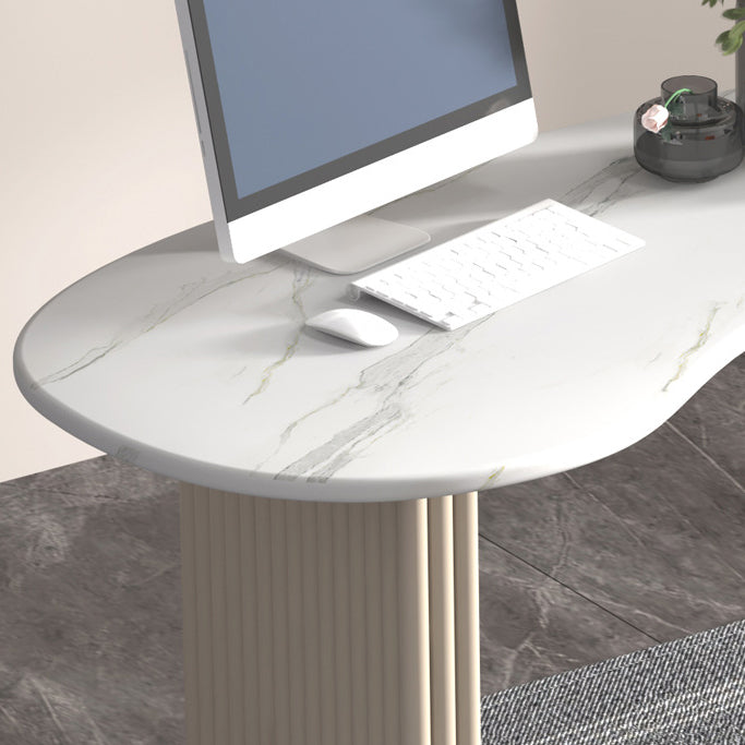 Contemporary Style Office Desk Curved White Office and Home Writing Desk