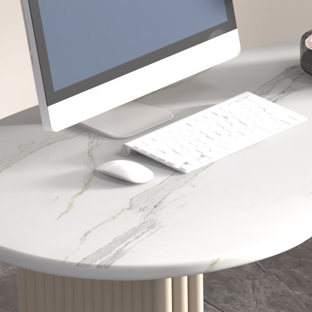 Contemporary Style Office Desk Curved White Office and Home Writing Desk