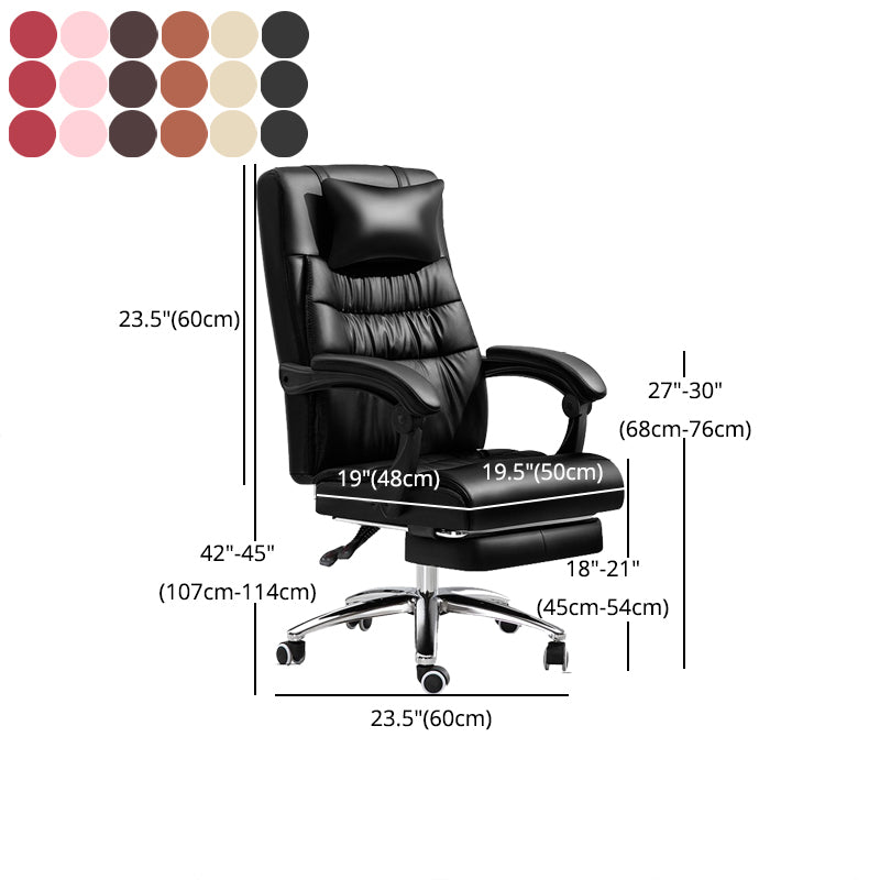 Silver Metal Frame Office Chair Contemporary Style Leather Task Chair with Wheels