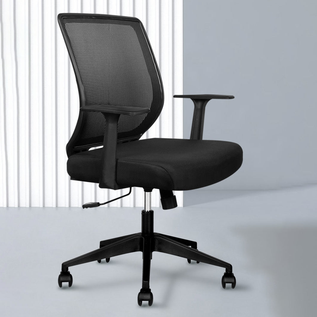 Silver Metal Modern Desk Chair with Mid-Back Mesh Conference Chair