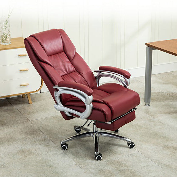 High Back Executive Desk Chair with Padded Arms Silver Metal Base Contemporary Task Chair