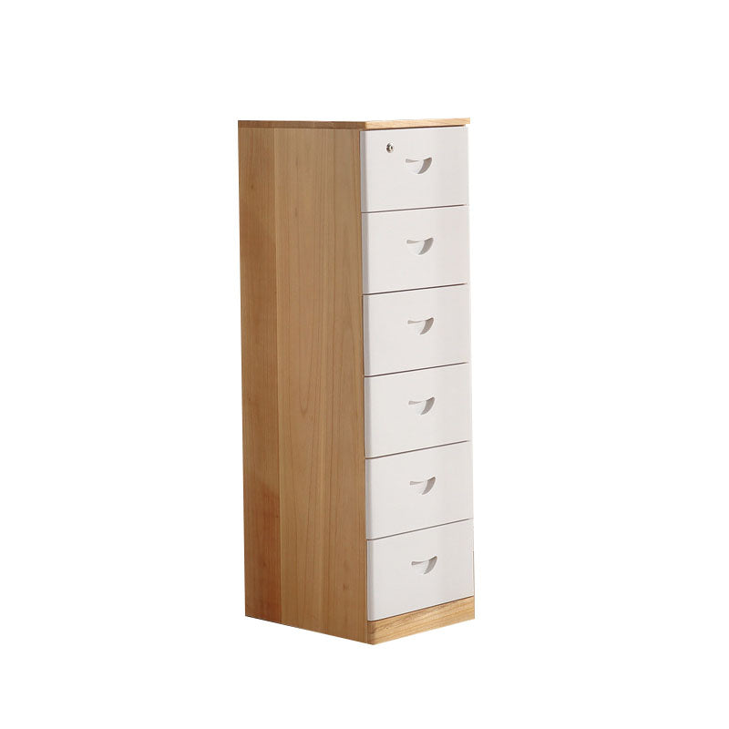 Wooden Lingerie Chest Modern Style Vertical Storage Chest Dresser with Wheel