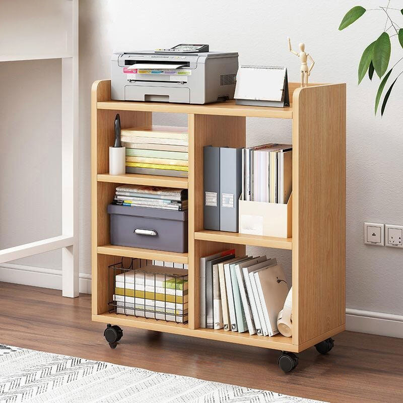 Wood Bookshelf Open Back Contemporary Bookcase for Home Office